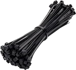 Black Cable Ties, 300mm x 3.6mm, Pack of 100, 12" Premium Nylon Zip Ties Multi-Purpose Plastic Tie Wraps Secure Self-Locking Mechanism for Home, Garden, Office and DIY by AAN