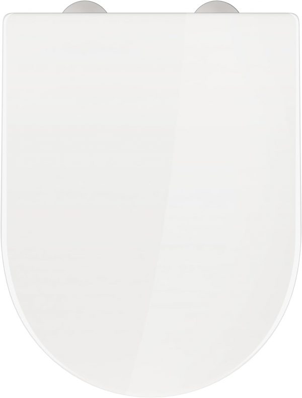 Toilet Seat Cover White Loo Seat Anti Bacterial D-Shape Mute Toilet Seat Premium UF (Urea-Formaldehyde) Durable & Heavy Duty Slow-Close Easy Cleaning Top Fixing by AAN® - Image 8