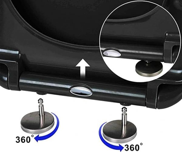 Black Toilet Seat Soft Close Quick Release for Easy Clean Oval Toilet Seat Durable Loo Seat Strong UF Top Fix by AAN® - Image 3