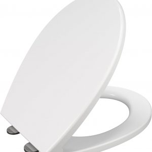 Soft Close Toilet Seat with Quick Release for Easy Cleaning Oval Toilet Seat Standard Size Toilet Seat Plastic Durable Loo Seat White Easy Installation with...