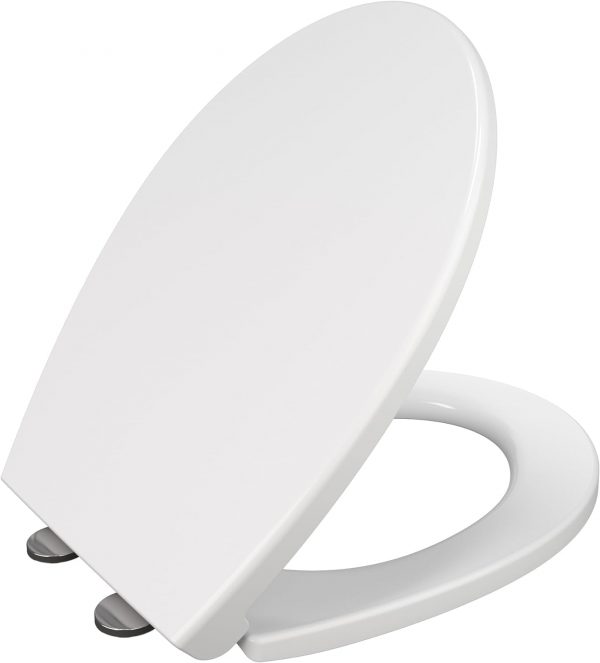 Soft Close Toilet Seat with Quick Release for Easy Cleaning Oval Toilet Seat Standard Size Toilet Seat Plastic Durable Loo Seat White Easy Installation with...