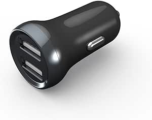 Car Charger 2.4 Amp Fast Dual USB Car Charger for Phone & Android Devices Black