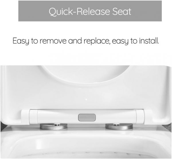 Soft Close Square Toilet Seat One Button Quick Release for Easy Cleaning Easy Installation with Top Fixing & Adjustable Hinges, Standard Size Loo Seat Heavy Duty WC Premium UF Material - Image 2