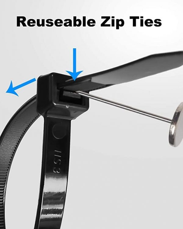 Black Cable Ties, 250mm x 2.5mm, Pack of 100, 10" Premium Nylon Zip Ties Multi-Purpose Plastic Tie Wraps Secure Self-Locking Mechanism for Home, Garden, Office and DIY by AAN - Image 2
