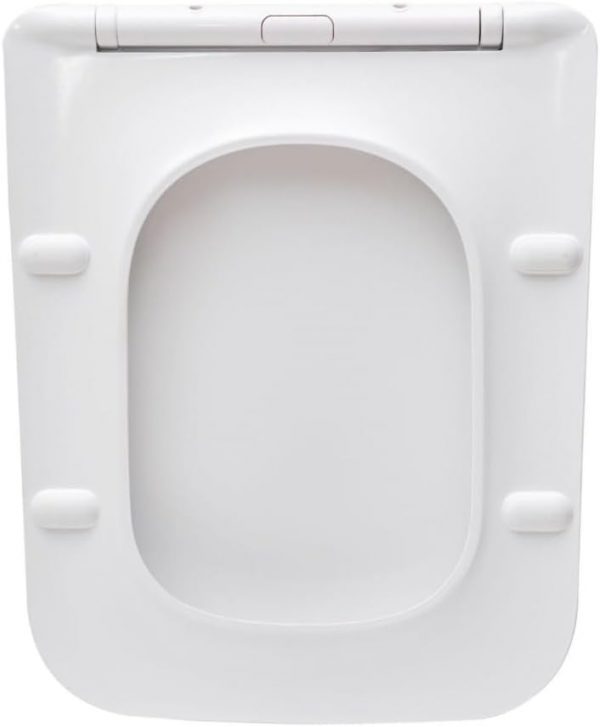 Soft Close Square Toilet Seat One Button Quick Release for Easy Cleaning Easy Installation with Top Fixing & Adjustable Hinges, Standard Size Loo Seat Heavy Duty WC Premium UF Material - Image 3