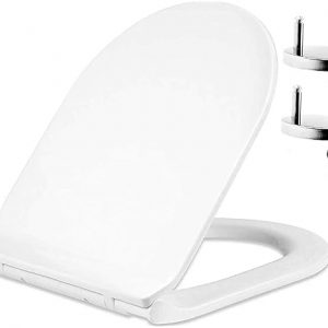 Modern D-Shape Slim Toilet Seat with Mute Soft Close Seat Cover & Quick-Release with ONE Push Button Easy Top Fix Blind Hole Slim Luxury Design by AAN®