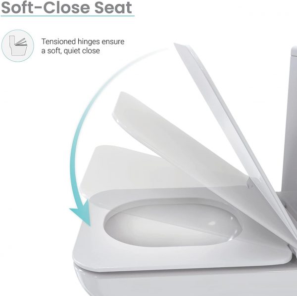 Square Rectangular Shape Toilet Seat with Mute Soft Close Seat Cover & Quick-Release with ONE Push Button Easy Top Fix Blind Hole Modern Luxury Design by AAN® - Image 8