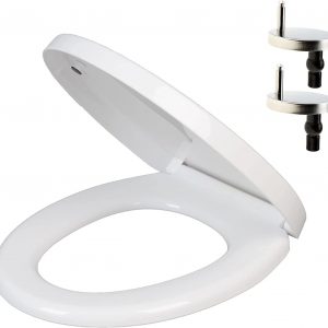 Soft Close Oval Toilet Seat White Quick Release Loo Toilet Seat with Adjustable Hinges Standard O Shape Toilet Seat with Top Fixing PP by AAN