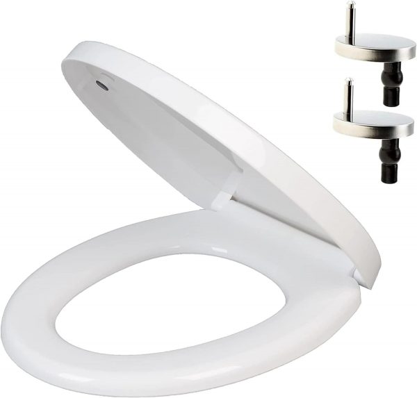 Soft Close Oval Toilet Seat White Quick Release Loo Toilet Seat with Adjustable Hinges Standard O Shape Toilet Seat with Top Fixing PP by AAN