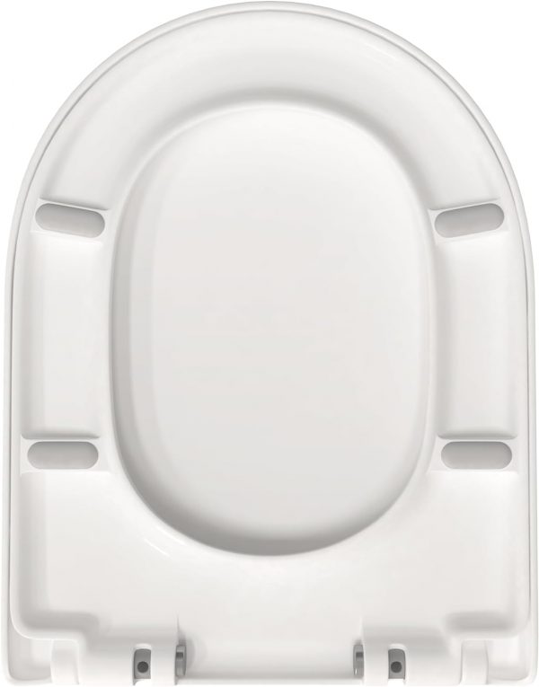 Toilet Seat Cover White Loo Seat Anti Bacterial D-Shape Mute Toilet Seat Premium UF (Urea-Formaldehyde) Durable & Heavy Duty Slow-Close Easy Cleaning Top Fixing by AAN® - Image 7
