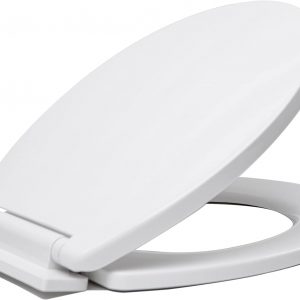 Soft Close Oval Toilet Seat White Loo Toilet Seat with Adjustable Hinges Standard O Shape Toilet Seat with Bottom Fixing by AAN