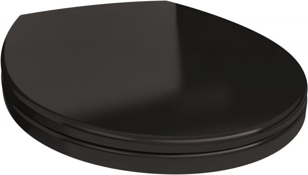 Soft Close Black Toilet Seat Standard Loo Seat with Top & Bottom Fixing Quick Release and Adjustable Hinges O Shape Lid Cover PP - Image 3