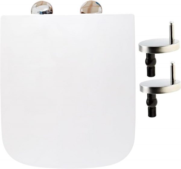 Square Toilet Seat Soft Close Toilet Seat Mute Seat Cover Quick Release Loo Seat Easy Cleaning Easy Installation with Top Fixing & Adjustable Hinges Standard Toilet Seat Plastic AAN®
