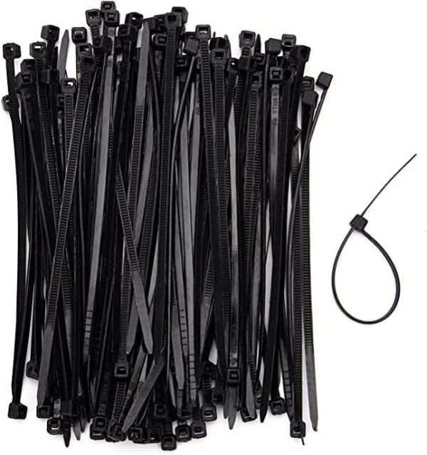 Black Cable Ties, 100mm x 2.5mm, Pack of 100, 4" Premium Nylon Zip Ties Multi-Purpose Plastic Tie Wraps Secure Self-Locking Mechanism for Home, Garden, Office and DIY by AAN