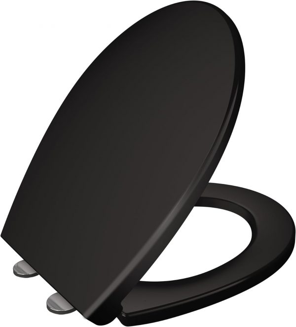 Black Toilet Seat Soft Close Quick Release for Easy Clean Oval Toilet Seat Durable Loo Seat Strong UF Top Fix by AAN®