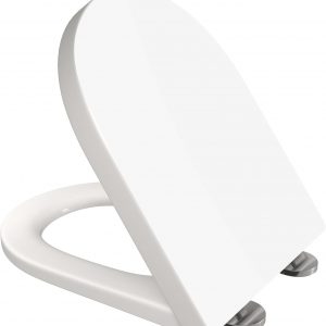 Toilet Seat Cover White Loo Seat Anti Bacterial D-Shape Mute Toilet Seat Premium UF (Urea-Formaldehyde) Durable & Heavy Duty Slow-Close Easy Cleaning Top Fixing by AAN®