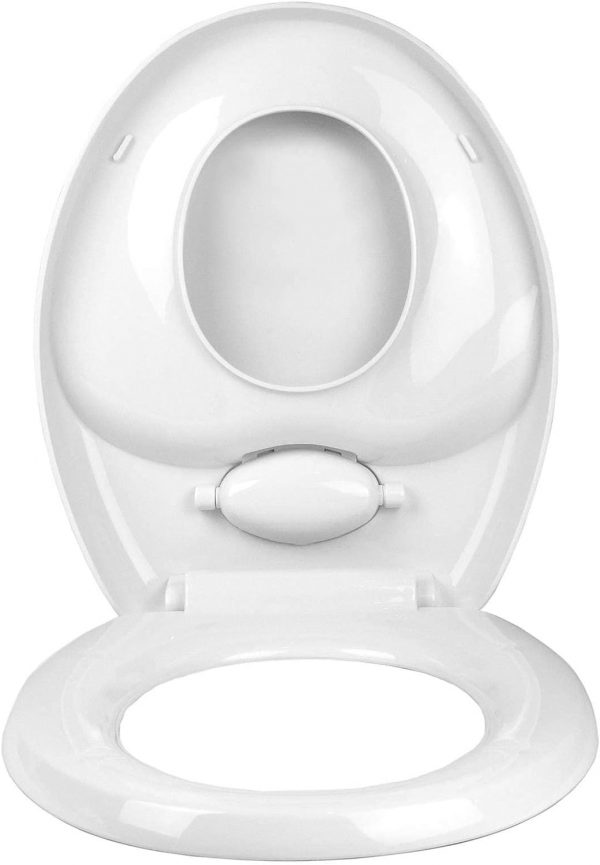 2-in-1 Soft Close Family Toilet Seat with Built in Potty Training Child Seat Standard O Shape Toilet Lid Cover for Toddlers & Adults with Quick Release... - Image 5