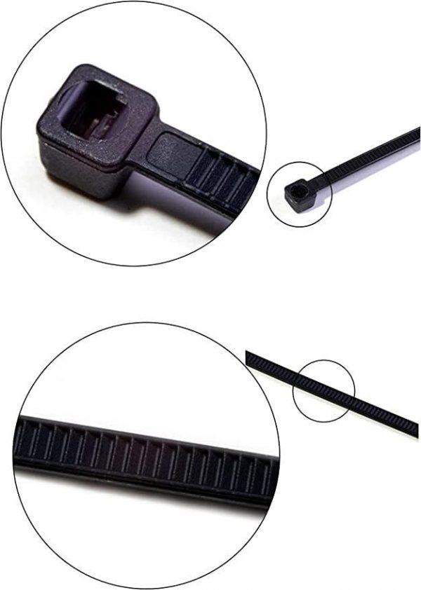 Black Cable Ties, 250mm x 2.5mm, Pack of 100, 10" Premium Nylon Zip Ties Multi-Purpose Plastic Tie Wraps Secure Self-Locking Mechanism for Home, Garden, Office and DIY by AAN - Image 3