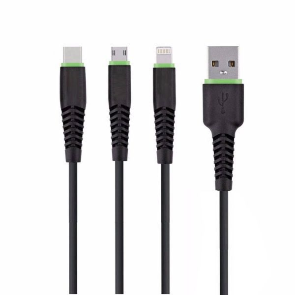 AAN Multi Charger Cable, 1.2m 3 in 1 Multiple Charging Cable 2A Fast with Micro USB, Type C, Phone Multi Charger Connector for Phone, Android