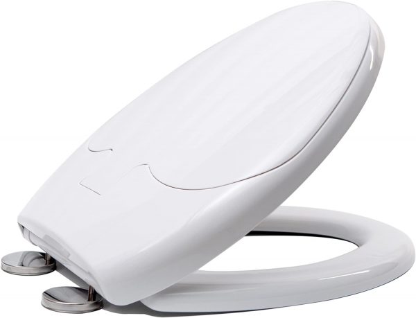 2-in-1 Soft Close Family Toilet Seat with Built in Potty Training Child Seat Standard O Shape Toilet Lid Cover for Toddlers & Adults with Quick Release...