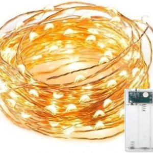 AAN Battery Operated 8 Modes LED Indoor/Outdoor Fairy String Lights Waterproof Copper Wire Firefly Lights for Jars, Christmas Tree, Birthday Party and More Warm White (10M 32 Ft. Pack of 1)