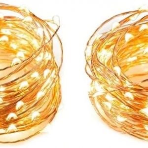 Pack of 2 USB Powered Fairy LED Lights 5M/16 Ft. 50 LEDs, USB Plug in Waterproof Copper Wire String Lights Firefly Lights for Jars, Christmas Tree Decoration, Birthday Party (Warm White) (5M/16 Ft.)