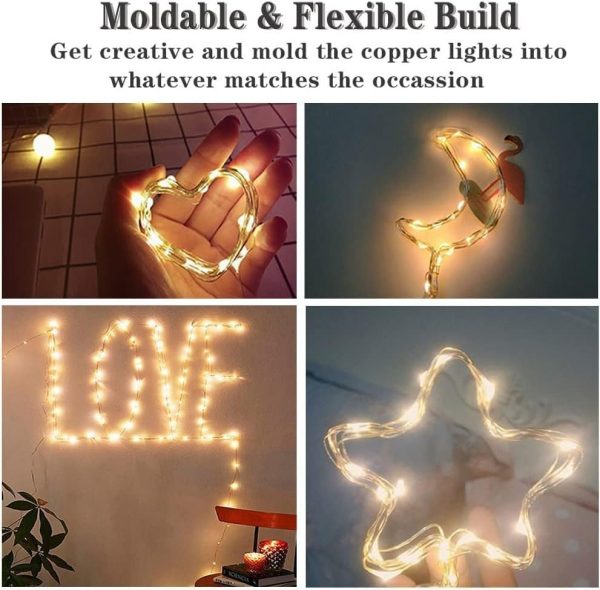 AAN LED Fairy Lights Battery Operated 8 Modes 100 LEDs 10M/32Ft. String Lights Copper Wire Waterproof for Jars, Christmas Tree, Outdoor/Indoor Decor, Wedding Party Bedroom Decor, Warm White - Image 3