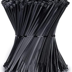 Black Cable Ties, 300mm x 4.8mm, Pack of 100, 12" Premium Nylon Zip Ties Multi-Purpose Plastic Tie Wraps Secure Self-Locking Mechanism for Home, Garden, Office and DIY by AAN