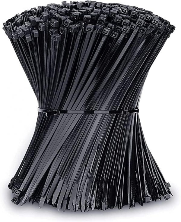 Black Cable Ties, 300mm x 4.8mm, Pack of 100, 12" Premium Nylon Zip Ties Multi-Purpose Plastic Tie Wraps Secure Self-Locking Mechanism for Home, Garden, Office and DIY by AAN