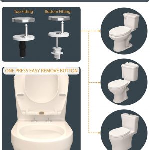 AAN® Family Toilet Seat with Removable Child Seat Slow-Close Quick-Release PP Material Easy Top and Bottom Fixing Size460mmX370mm