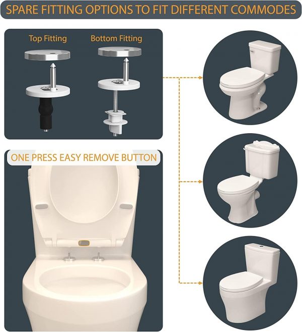 AAN® Family Toilet Seat with Removable Child Seat Slow-Close Quick-Release PP Material Easy Top and Bottom Fixing Size460mmX370mm