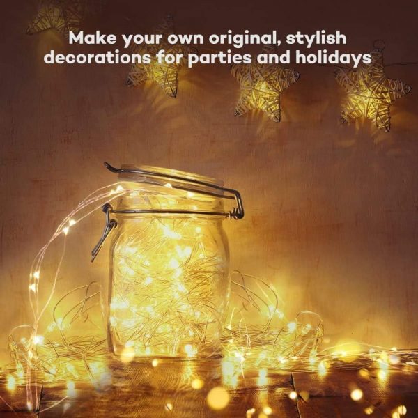AAN Battery Operated 8 Modes LED Indoor/Outdoor Fairy String Lights Waterproof Copper Wire Firefly Lights for Jars, Christmas Tree, Birthday Party and More Warm White (10M 32 Ft. Pack of 1) - Image 3