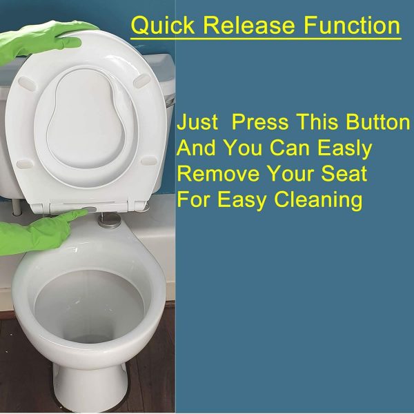 AAN® Family Toilet Seat with Removable Child Seat Slow-Close Quick-Release PP Material Easy Top and Bottom Fixing Size460mmX370mm - Image 3