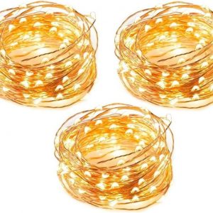Pack of 3 USB Powered Fairy LED Lights 5M/16 Ft. 50 LEDs, USB Plug in Waterproof Copper Wire String Lights Firefly Lights for Jars, Christmas Tree Decoration, Birthday Party (Warm White) (5M/16 Ft.)
