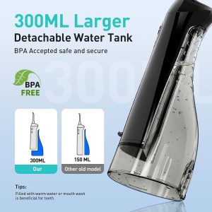 COSLUS Water Dental Flosser Teeth Pick Portable Cordless Oral Irrigator 300ML Rechargeable Travel Irrigation Cleaner IPX7 Waterproof Electric Waterflosser Flossing Machine for Teeth Cleaning F5020E