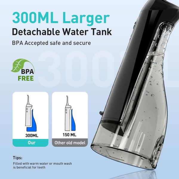 COSLUS Water Dental Flosser Teeth Pick Portable Cordless Oral Irrigator 300ML Rechargeable Travel Irrigation Cleaner IPX7 Waterproof Electric Waterflosser Flossing Machine for Teeth Cleaning F5020E