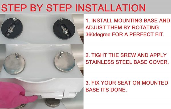 Toilet Seat Cover White Seat Soft Close Quick-Release for Easy Cleaning Plastic Material Durable Toilet Seat Easy Dual Fixing Top & Bottom Fix by AAN® - Image 7