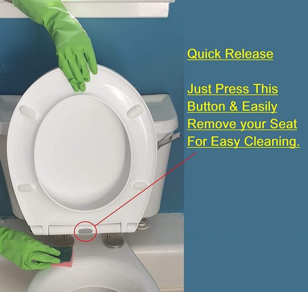Soft Close Toilet Seat, Oval Toilet Seat, Quick-Release for Easy Cleaning, Standard Size Toilet Seat, Durable Toilet Seat, Comes with Dual Fitting (USE Top Or Bottom Fitting), by AAN® - Image 5
