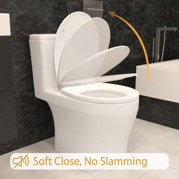 Toilet Seat Cover White UF (Urea-Formaldehyde) Durable Heavy Duty Loo Seat Slow-Close Quick-Release for Easy Cleaning Easy Top & Bottom Fittings Size:460mmX370mm by AAN® - Image 4