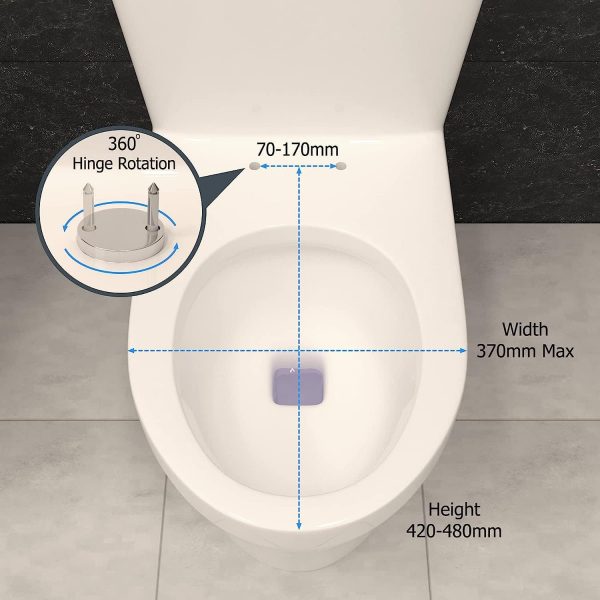 Toilet Seat Cover White UF (Urea-Formaldehyde) Durable Heavy Duty Loo Seat Slow-Close Quick-Release for Easy Cleaning Easy Top & Bottom Fittings Size:460mmX370mm by AAN® - Image 3
