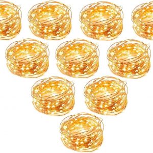 USB Powered Fairy LED Lights Indoor Decorative String Lights Waterproof Copper Wire Firefly Lights for Jars, Christmas Tree Decoration, Birthday Party and More Warm White (5M16Ft. 50 LEDs) [E