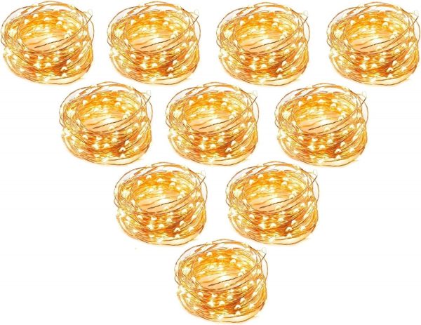 USB Powered Fairy LED Lights Indoor Decorative String Lights Waterproof Copper Wire Firefly Lights for Jars, Christmas Tree Decoration, Birthday Party and More Warm White (5M16Ft. 50 LEDs) [E