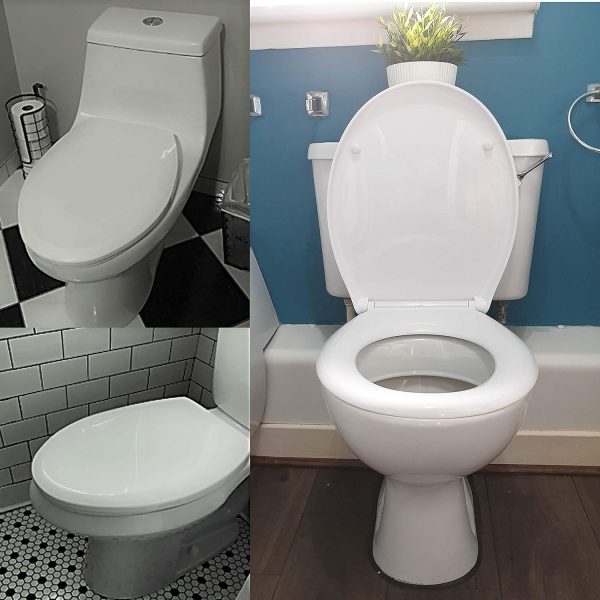 Toilet Seat Cover White UF (Urea-Formaldehyde) Durable Heavy Duty Loo Seat Slow-Close Quick-Release for Easy Cleaning Easy Top & Bottom Fittings Size:460mmX370mm by AAN® - Image 2