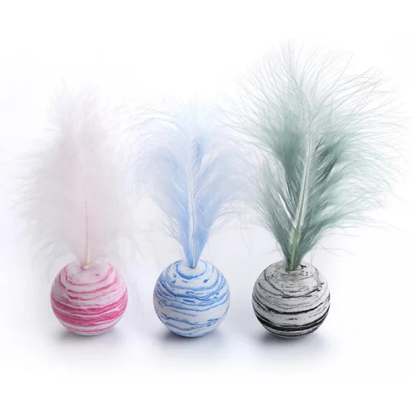 Cat Toy Star Texture Ball Feather Foam Ball Feather EVA Material Light Foam Ball Throwing Toy Interactive Ball Pet Cat Supplies - Image 2
